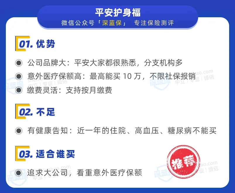 平安護身福：大品牌，醫(yī)療保額高