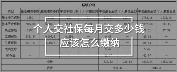 個(gè)人交社保每月交多少錢