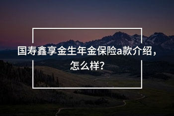 國壽鑫享金生年金保險a款介紹，怎么樣？