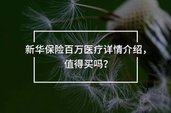 新華保險百萬醫(yī)療詳情介紹，值得買嗎？