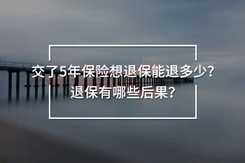 交了5年保險想退保能退多少？退保有哪些后果？