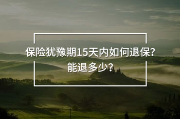 保險猶豫期15天內退保