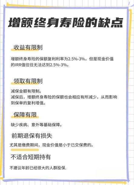 增額終身壽險有哪些缺點