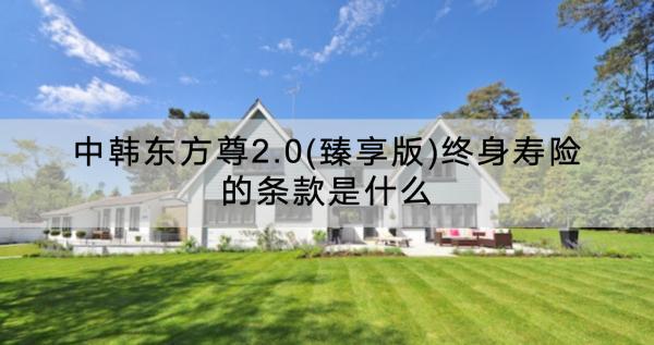 中韓東方尊2.0(臻享版)終身壽險(xiǎn)