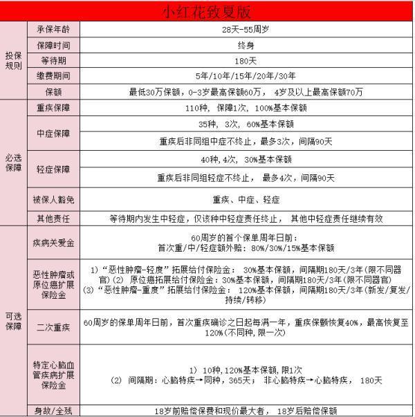 小紅花致夏版哪家保險(xiǎn)公司的??？?jī)?yōu)點(diǎn)有哪些？
