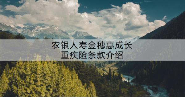農(nóng)銀人壽金穗惠成長重疾險條款介紹，有哪些特色？