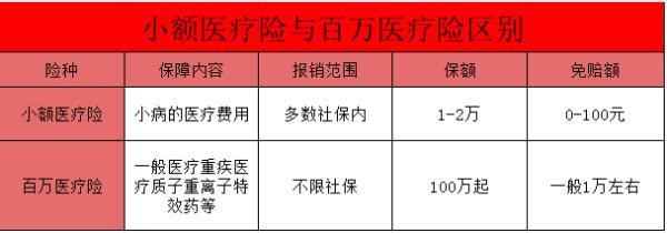 小額醫(yī)療險(xiǎn)和百萬(wàn)醫(yī)療險(xiǎn)