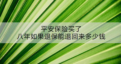 平安保險(xiǎn)買了八年如果退保能退回來多少錢？退保流程是什么？