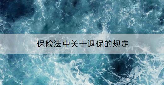 保險法中關(guān)于退保的規(guī)定是什么？關(guān)于退保手續(xù)有哪些規(guī)定？