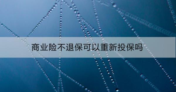 商業(yè)險不退?？梢灾匦峦侗?？商業(yè)險退保后可以重新投保嗎？